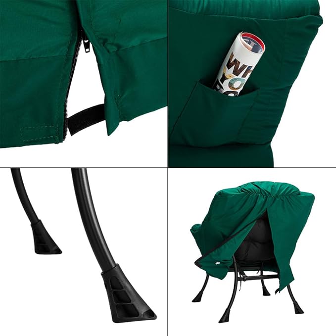 HollyHOME Modern Fabric Large Lazy Chair, Accent Oversized Comfy Reading Chair, Thick Padded Cozy Lounge Chair with Armrest, Steel Frame Leisure Sofa Chair for Living Room, Bedroom, Dorm, Green