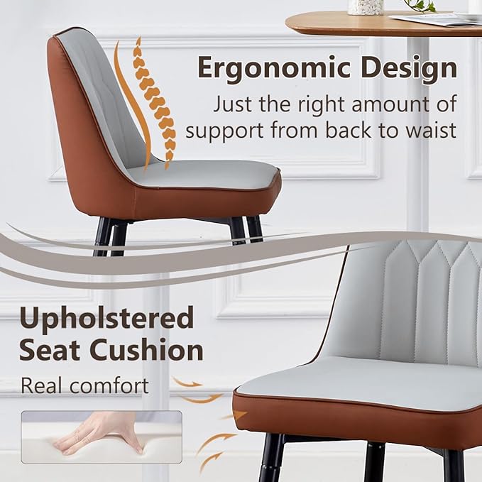 Counter Height Bar Stools Set of 4,27" Bar Stools with Back,Upholstered Counter Height Bar Stool with Sturdy Metal Footrest,Modern Kitchen Island Chairs for Home Pub (4,Grey-Brown)