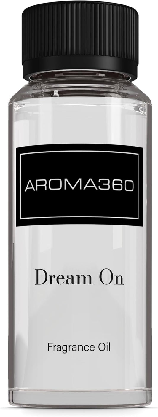 Aroma360 - Dream On Fragrance Oil Blend | Hotel Inspired for Luxury Essential Oil Diffusers | Aromatherapy Scent Diffuser Oil | Serene White Tea, Healing Aloe Vera, and Warm Earthy Cedar. - 120ML