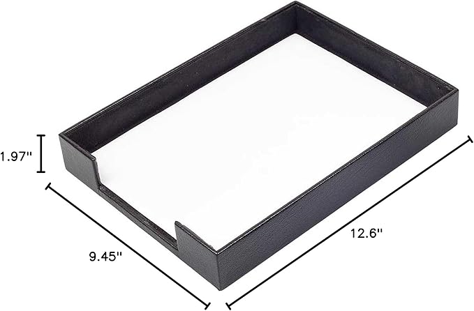 Leather Document Tray - Desk Organizer-Office Accessories - Desk Accessories-Office Supplies - Office Organizer - Office Gifts (Black)