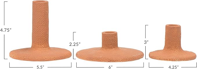 Main + Mesa Stoneware Taper Candle Holders, Set of 3