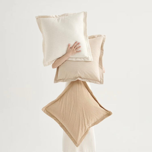 Set of 3 Decorative Corduroy Chic Vintage Throw Pillow Covers 22x22inch, Soft Sofa Couch Cushion Covers Home Decorations Indoor for Bedrooms Lounges Living Rooms(Camel, Beige & White)