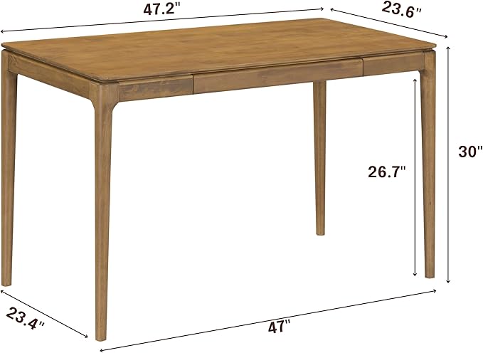 NTC Mingle Desk 47 Inch Modern Design, Rectangular Dinner Table for Dining Room, Living Room Furniture, Effortless Assembly - Teak Look