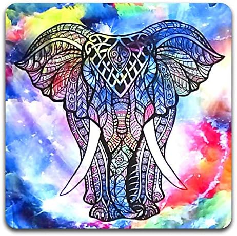 Watercolor Hand Drawn Elephant Square Coaster Set - Made of Recycled Rubber - Set of 4