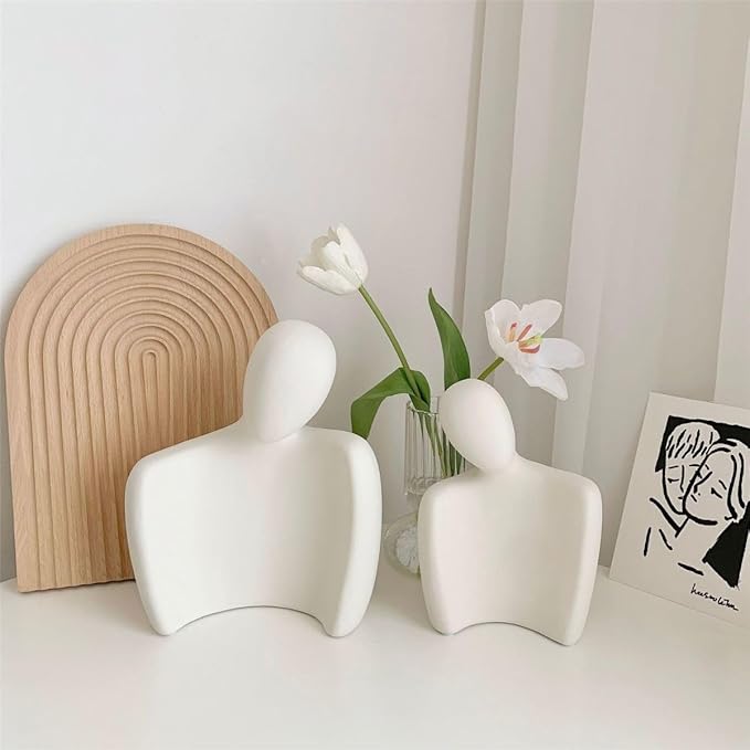 Ceramic Couple Statue Modern Shelf Decor Knick Knacks for Shelves, Valentine's Day Wedding Gifts, Home Decor for Living Room, Bedroom, Bookshelf & TV Stand (XL)