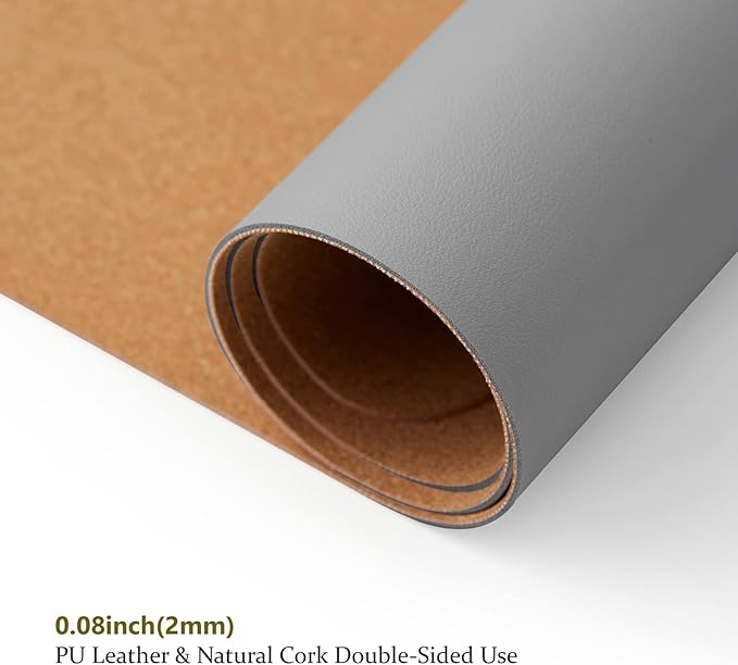 Cork Desk Mat - Dual-Sided Desk Pad for Office and Home - Desk Organization and Accessories - Ideal for Large Mouse Pad and Desk Mats on Top of Desks(Gray,80cmx 40cm)
