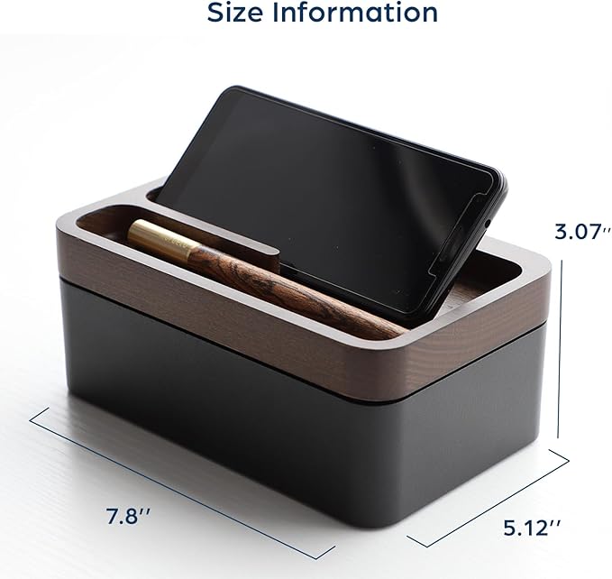 mordeco Revov Tray Box, EDC Valet Tray Box with Authentic Wood Magnetic Rotating Lid, Office Table, EDC Gear Organizer, Home Office, Desk Accessories (Black)