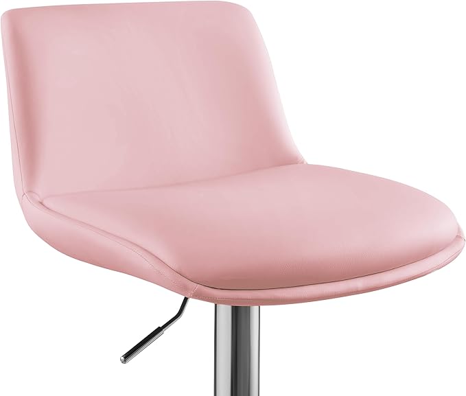 MINCETA Bar Stools,Modern Upholstered Swivel Stool with Back for Bar and Counter Height, Adjustable Height 24" to 34",Set of 2,PU in Pink