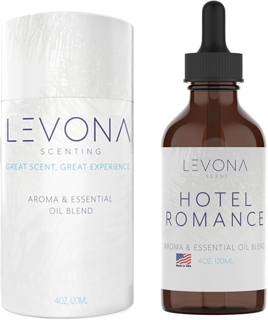 Levona Scent Essential Oil - Aroma for Home, Office, Hotel & Spa, Ideal for Humidifiers & Diffusers, Fragrance with Grapefruit Peel, Fresh Lemon, Litsea - 120ml / 4 fl oz, Hotel Romance