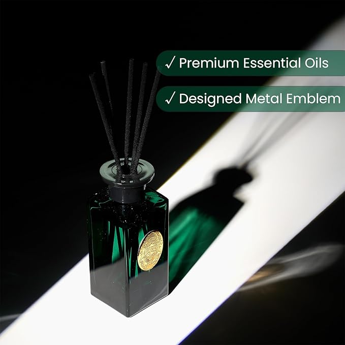 M&SENSE 6.9 oz Large Reed Diffuser Set | Evergreen Pine Scent Oil Diffuser with Sticks | Hotel Collection Non-Toxic Essential Oil |for Bedroom Bathroom Living Room