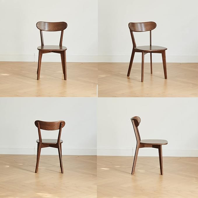 100% Solid Oak Wood Dining Room Chairs - Practical Kitchen Chairs - Wood Chair for Dining Room, Kitchen (1, Walnut)