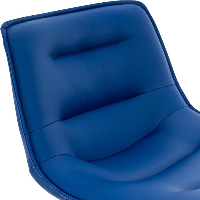 Brage Living Adjustable Bar Stool, Modern PU Leather Swivel Counter Height Barstool with Back, Armless Airlift Curved Bar Chair for Kitchen Dining Cafe, 1 pc (Blue, Black Base)