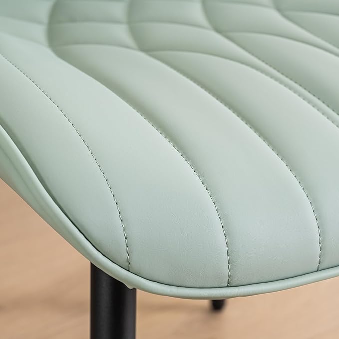 YOUNUOKE Dining Chairs Set of 2 Mid Century Modern Kitchen Chair Comfortable Upholstered Faux Leather Dinner Chairs for Kitchen Dining Room, Mint