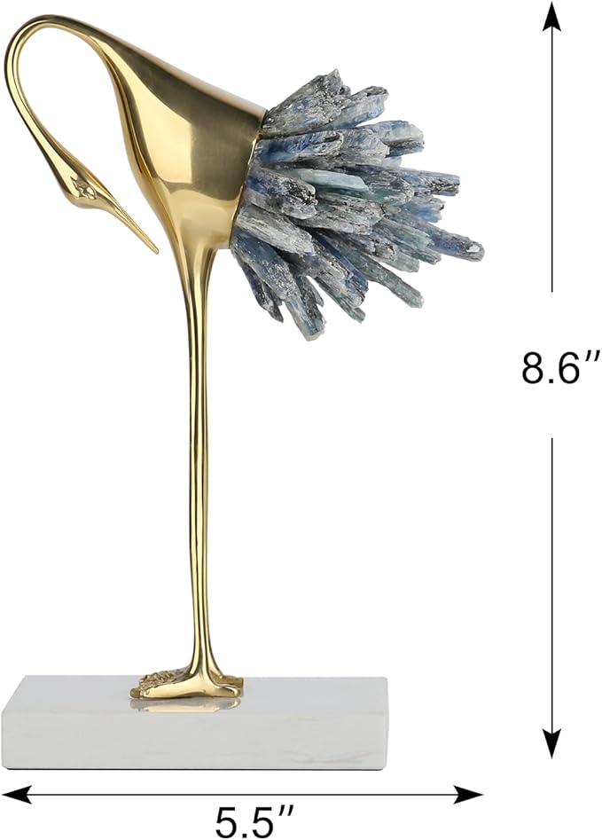 suruim Gold Decor Accents,Brass Birds Statues Gold Home Decor Modern Crystal Decor Ornaments for Living Room, Bedroom, Office Desktop, Cabinets (Blue C)