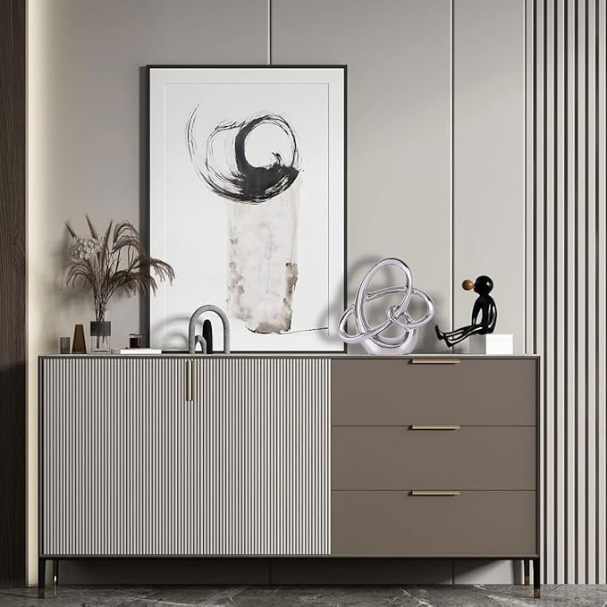 Modern Silver Decor Ceramic Statue - Abstract Home Accent & Tabletop Figurine for Living Room, Bedroom, Bathroom, Office, Shelf, Mantel - Wedding, Coffee Table, Dining Room Centerpiece Decoration
