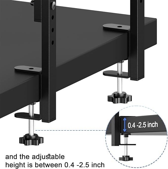 2-Tier Desk Shelf, Expandable Under Desk Storage, Clamp on Desk Shelf, Desktop Accessories for Offices, Study Rooms, and Game Rooms (Wood)