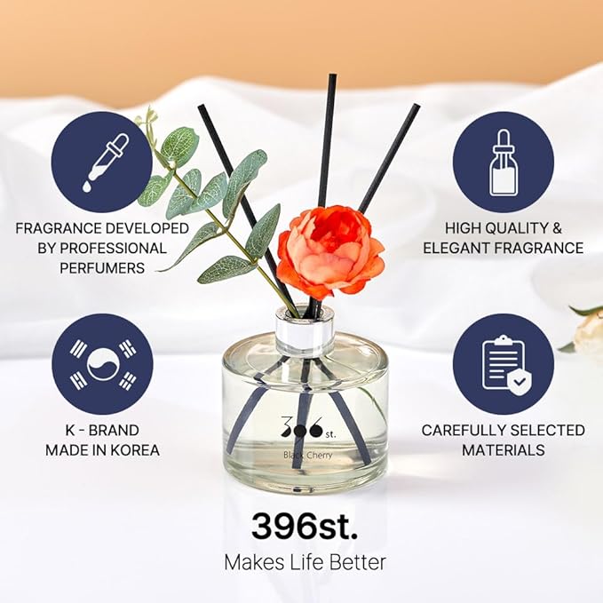 396 st. Peony Flower Reed Diffuser, Peony, 200ml(6.7oz) / Reed Diffuser Sets, Home Fragrance, Scented Oils, Home & Bathroom Décor