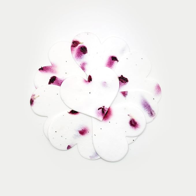 50 pcs Large Seed Paper – Magenta Plantable Wildflower Hearts for Bridal Shower, Wedding Gift, Birthday, Mother's Day & Other Milestone Celebrations
