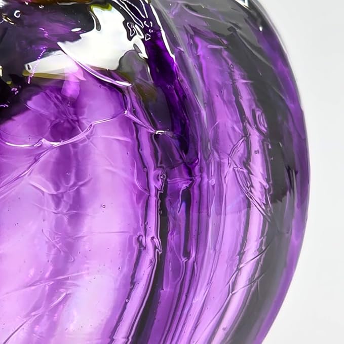 Luke Adams Glass Handmade Glass Pumpkins Handmade Table Top Home Decor (Squat, Plum)