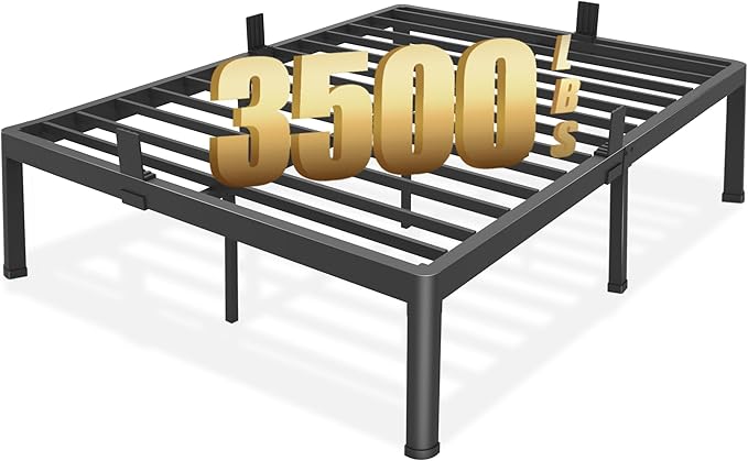 FUIOBYVV Full Size Metal Platform Bed Frame, 18 Inch High with 3500 lbs Heavy Duty Support, Non-Slip & Noise Free Steel Slats, No Box Spring Needed, Easy Assembly