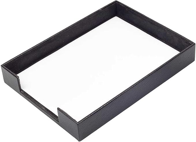 Leather Document Tray - Desk Organizer-Office Accessories - Desk Accessories-Office Supplies - Office Organizer - Office Gifts (Black)