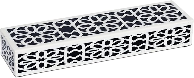 Handicrafts Home Decorative Storage Box with Lid- 10x2.5x1.5” Small Keepsake, Trinket Box, Memory Box- Decorative Boxes for Home Decor, Centre Table, Giftable Storage Accent- Shiraz- Black White