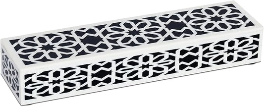 Handicrafts Home Decorative Storage Box with Lid- 10x2.5x1.5” Small Keepsake, Trinket Box, Memory Box- Decorative Boxes for Home Decor, Centre Table, Giftable Storage Accent- Shiraz- Black White