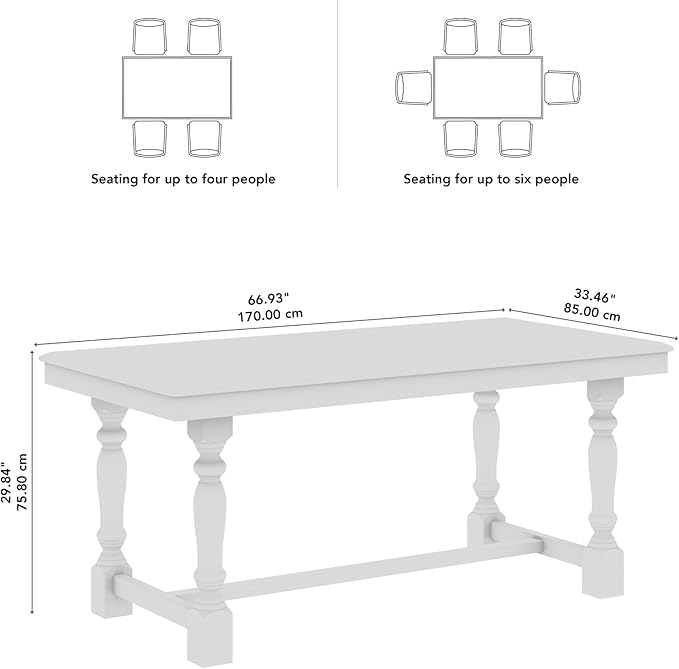 Bush Furniture Rectangular Dining Table, 67 inch Squire Trestle, Farmhouse Decor, Sterling Collection, Light Brown