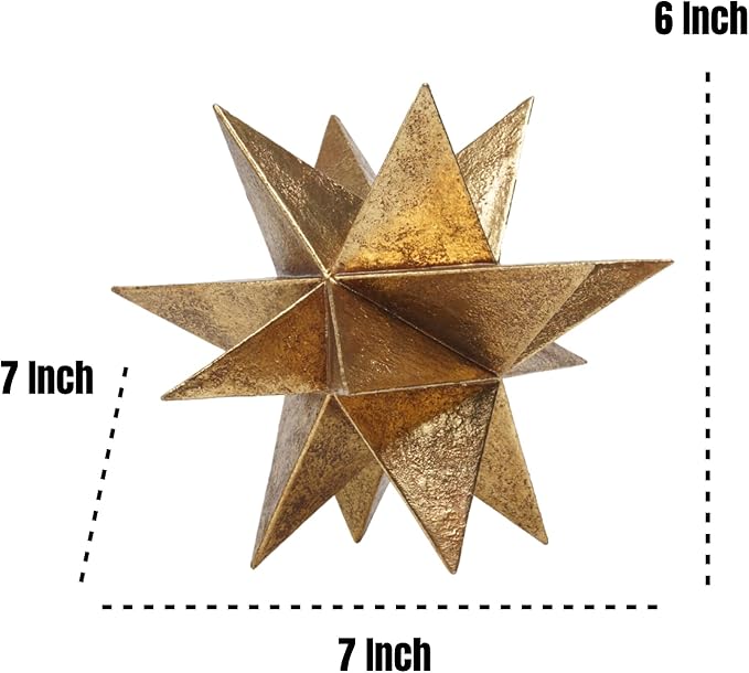 Braxio Modern Style Indoor Home Decor - Resin Gold Multi-Angle Stars Abstract Geometric Sculpture for Living Room Office Desk Bookshelf Table Decor Home Decorations 7 * 7 * 6 Inch