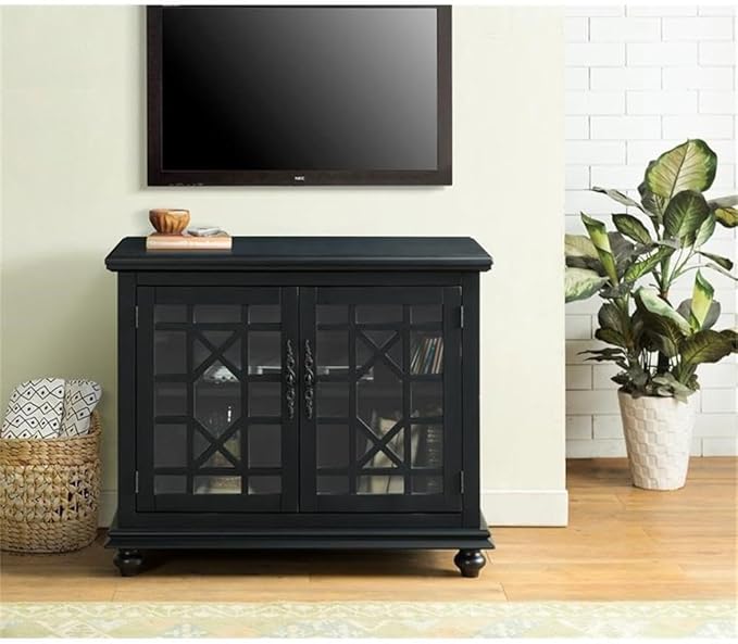 Martin Svensson Home Small Spaces TV Stand 2-Door Accent Cabinet, 38" W x 32" H, Antique Black