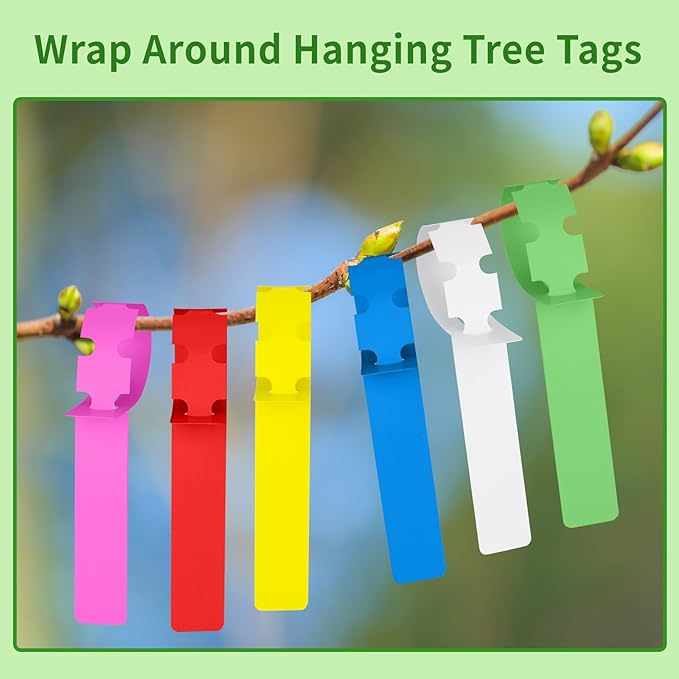 240Pcs Plant Tags, Tree Tags Plastic Wrap Around Hanging Plant Labels Adjustable Tree Markers Signs for Plant & Garden Nursery (Multicolor)