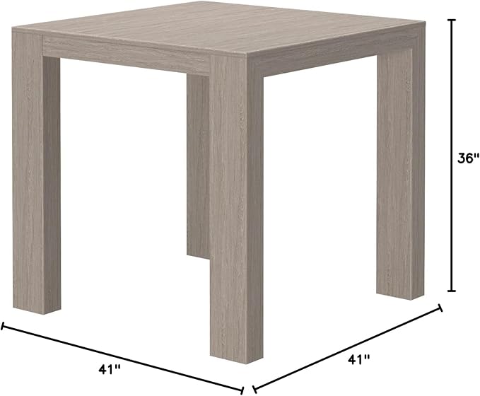Plank+Beam Modern Counter Height Table, 41", Dinner Preparation Tables for Small Space, Solid Wood Square Kitchen Table, Seashell Wirebrush
