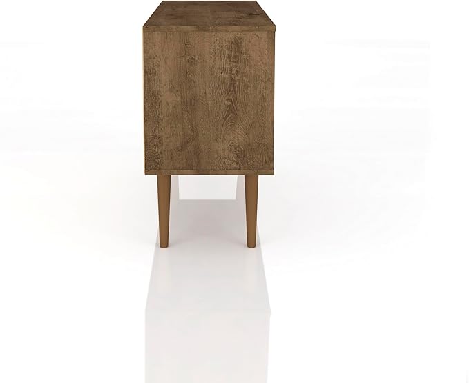 Manhattan Comfort Liberty Mid Century Modern TV Stand for Televisions up to 46 Inches, Bedroom and Living Room Entertainment Center with Storage, Shelves, and Cabinet, 43" Wide, Rustic Brown/Yellow