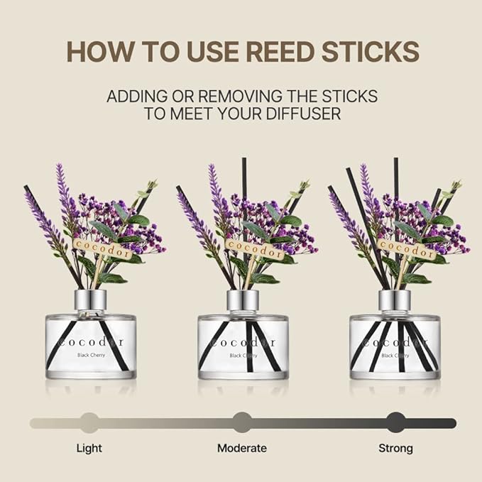 COCODOR Lavender Reed Diffuser/Refreshing Air/6.7oz/1Pack / Home Fragrance Scent Essential Oil Stick Diffuser for Bedroom Bathroom Home Décor
