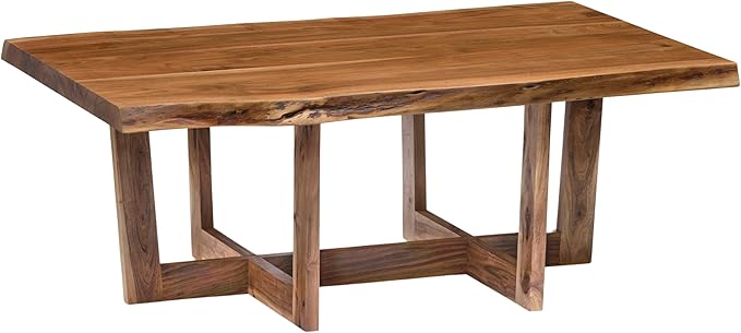 Berkshire 48-Inch Live Edge Acacia Wood Coffee Table – Handcrafted Natural Wood with Floor Protectors – Large Modern Industrial Farmhouse Accent Table by Alaterre Furniture