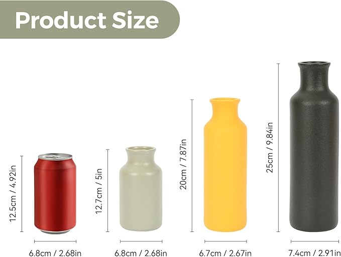 Ceramic Vases Set of 3, Farmhouse Decor Flower Vase for Centerpiece Table Decorations, Boho Decor Vases, Rustic vase in Various Sizes for Living Room,Fireplace, Shelves