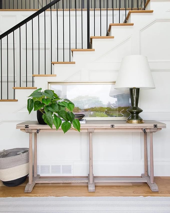 DILATATA Fake Plants Indoor 8 Inch Artificial Pothos Plant in Black Plastic Pot - Faux Potted Pothos Plant for Home Aesthetic Decor Living Room Shelf Office