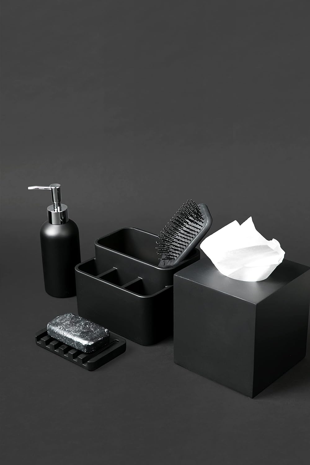 Essentra Home Matte Black Collection Square Tissue Box Cover