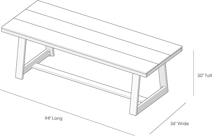 Classic Rectangular Dining Room Table (94in / 2380mm), Pecan Wirebrush