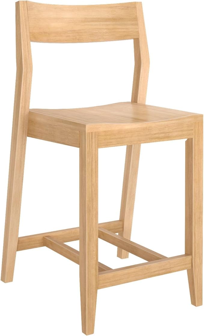 Plank+Beam Counter Height Stool, 38 Inch, Solid Wood Dining Chair for Kitchen Island, Breakfast Bar Seating, Minimalist Design for Dining Room, Blonde