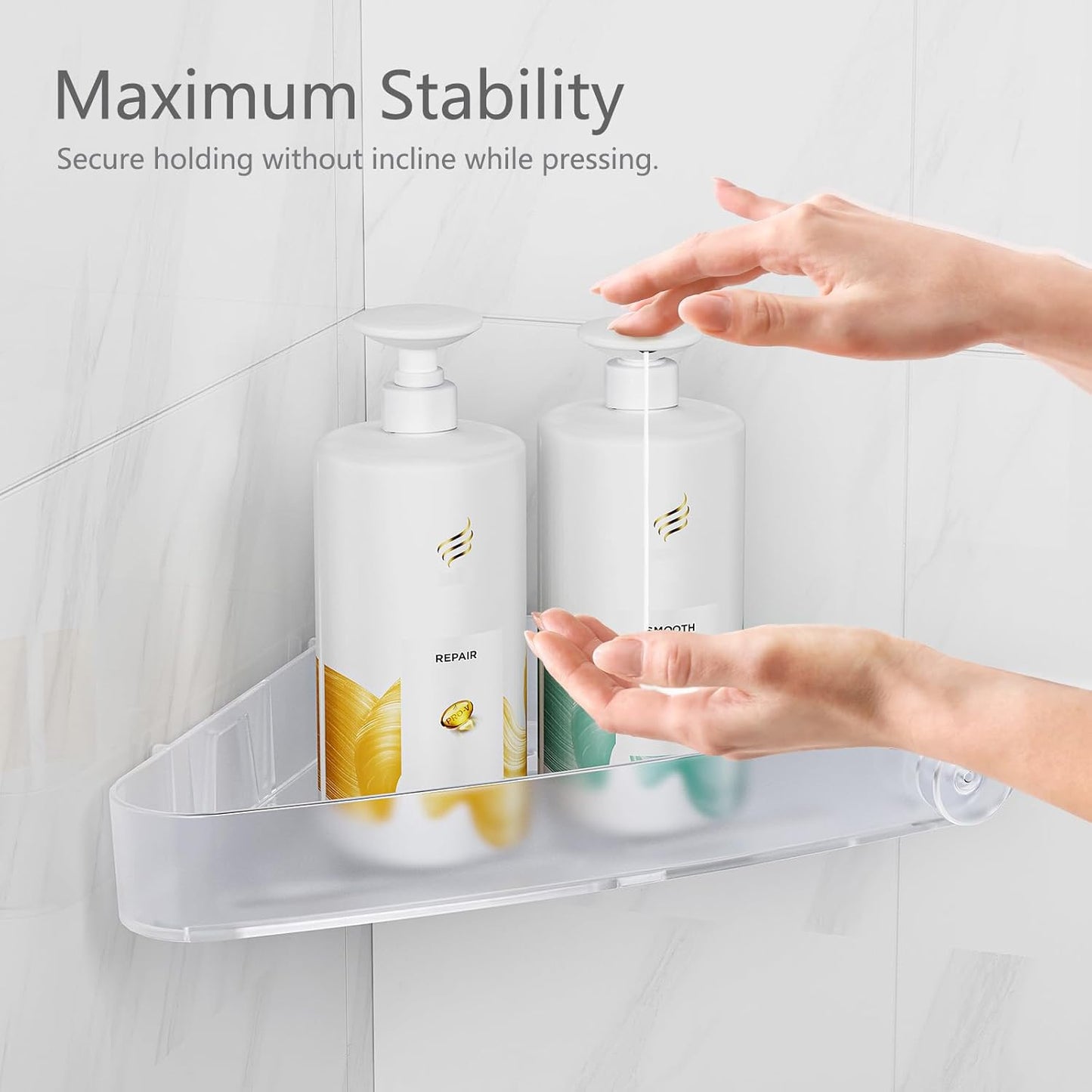 Sotfamily Shower Caddy Corner, 4 Pack Adhesive Corner Shower Shelves for Bathroom Organizers and Storage, Rust Free Plastic Rack for Bathroom Accessories & Decor, Crystal