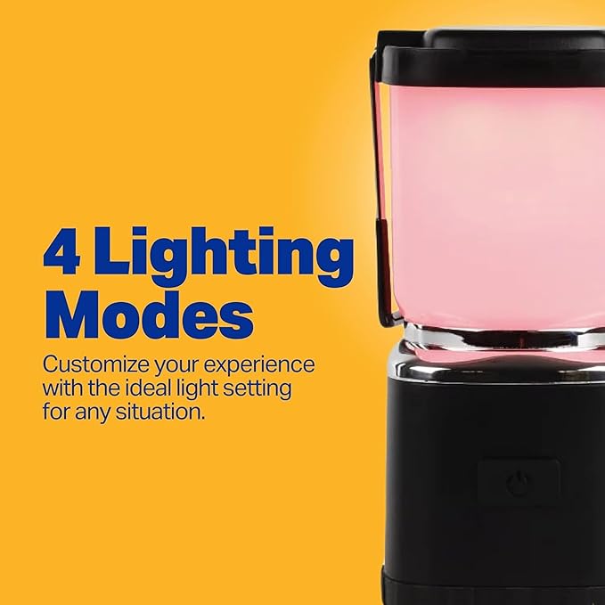 LUXPRO LP189 Mini Lantern - USB-C Rechargeable Camping Light - with 4 Color Modes - Dimmable LED Portable Lantern for Hiking & Emergency - Handy Compact Design (Black, 2-Pack)