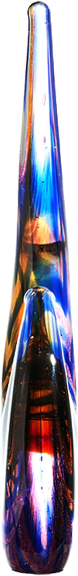 Luxury Lane Hand Blown Abstract Peacock Sommerso Art Glass Sculpture for Home Decor 12 inch Tall Centerpiece Table Decoration