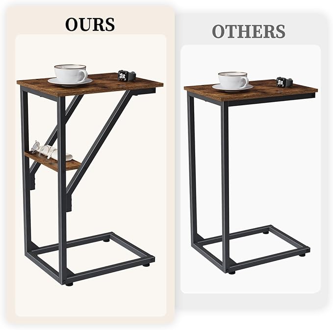 C-Shaped End Table, Small Couch Side Table, Sofa TV Tray Table for Living Room, Bedroom, Bedside ET-D-BR1