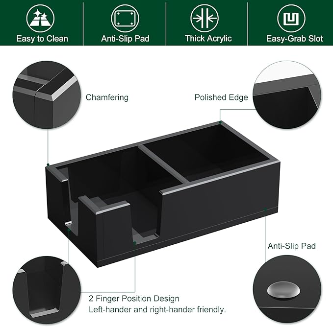 Acrylic Sticky Note Holder, Self-Stick Note Pad Holder W/O Pads - Note Dispenser Memo Pad Holder Desk Organizer for School Office Home (3''x3'' 2IN1 Black)