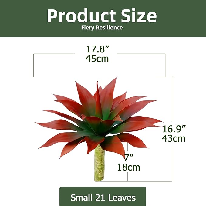 Artificial Agave Faux Agave Fake Greenery 18In Outdoor Artificial Plant Fake Plant for Indoor Home Decoration Plastic Plant Outdoor Decoration Front Porch Decor Simulation Plants 2Pack（Red）