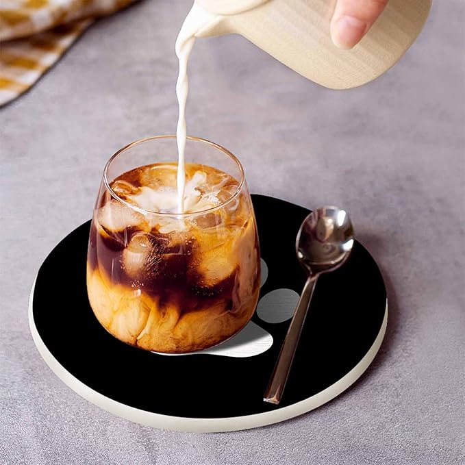 Dog Paw Coasters Set for Wood Table Miraculous Aesthetic Little Animal Puppy Kitten Foot Print Isolated Tabletop Protection Mat for Mugs and Cups 4 Inch for Kitchen Office Home