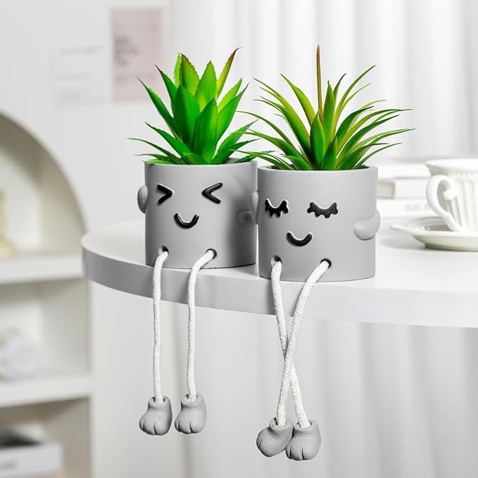 Lifelike Artificial Succulent Plants with Creative Pots, Realistic Faux Greenery for Home, Office, Bathroom, Bedroom, Kitchen, and Desk Decor, Long-Lasting Maintenance-Free Decor Home Office