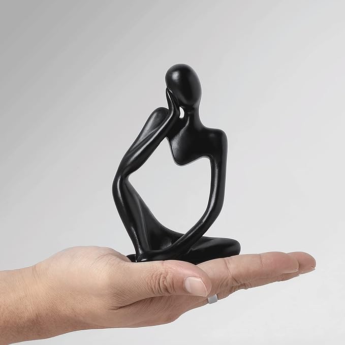 BrownLove 3pcs Decor Blcak Thinker Statue Abstract Art Sculpture，Resin Collectible Figurines for Home Living Room Office Shelf Decoration