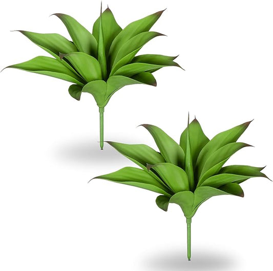 Artificial Agave Faux Agave Fake Greenery Outdoor Artificial Plant Fake Plant for Indoor Home Decoration Plastic Plant Outdoor Decoration Front Porch Decor Simulation Plants 2Pack(12In，Green)